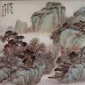 吴石伧《桃源仙境》国画山水作品图片鉴赏