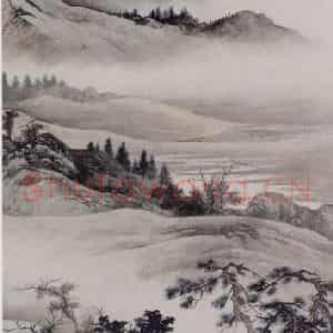 陈少梅《重领晴岚》国画山水作品图片鉴赏