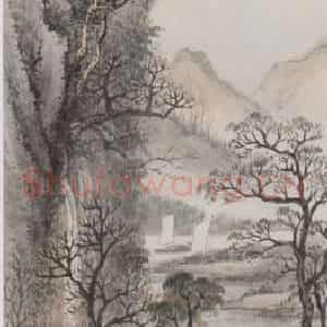 吴石伧《山水屏-秋》国画山水作品图片鉴赏