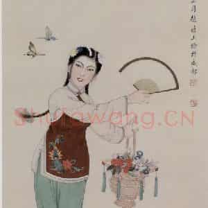 赵蕴玉《采茶舞》国画人物作品图片鉴赏
