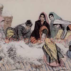 黄胄《选种图》国画人物作品图片鉴赏
