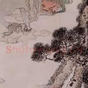 钱慧安《人物屏-富贵寿考》国画人物作品图片鉴赏