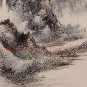 胡佩衡《湖山横笛》国画山水作品图片鉴赏