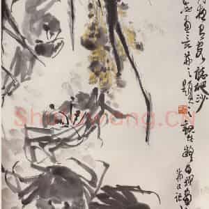 约70年代 朱颖人《芦花明月夜有客听爬沙》国画花鸟作品图片鉴赏