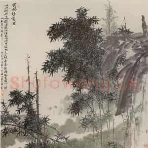 2008年 朱颖人《有竹得清凉》国画花鸟作品图片鉴赏
