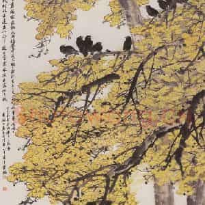 2009年 朱颖人《银杏秋色》国画花鸟作品图片鉴赏