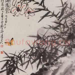1986年 朱颖人《百合花开满院香》国画花鸟作品图片鉴赏