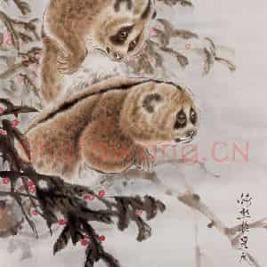 1993年 段忻然《懒猴》国画花鸟作品图片鉴赏
