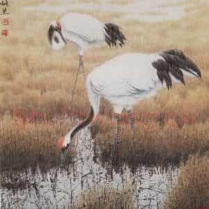 1995年 段忻然《烂漫金秋》国画花鸟作品图片鉴赏