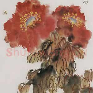 1997年 段忻然《牡丹》国画花鸟作品图片鉴赏