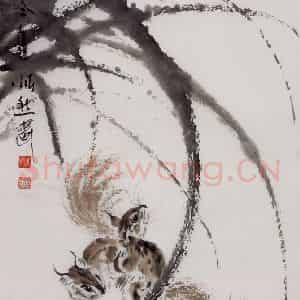 1987年 段忻然《松鼠》国画花鸟作品图片鉴赏
