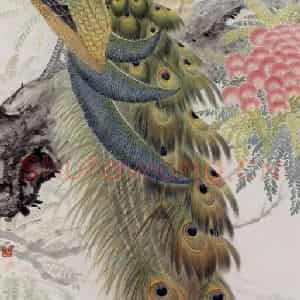 1987年 段忻然《孔雀》国画花鸟作品图片鉴赏