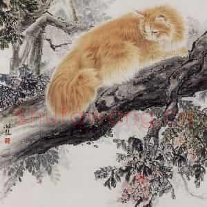 1990年 段忻然《猫》国画花鸟作品图片鉴赏