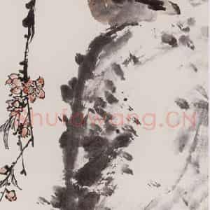 1961年 诸乐三《斑鸠桃花》国画花鸟作品图片鉴赏