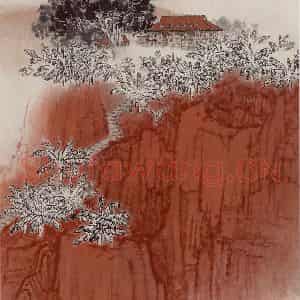 1962年 钱松岩《红岩》国画山水作品图片鉴赏