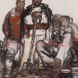 1962年 刘文西《祖孙四代》国画人物作品图片鉴赏