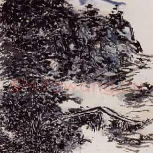 1952年 黄宾虹《西溪放棹图》国画山水作品图片鉴赏