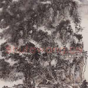 1953年 黄宾虹《栖霞山居》国画山水作品图片鉴赏