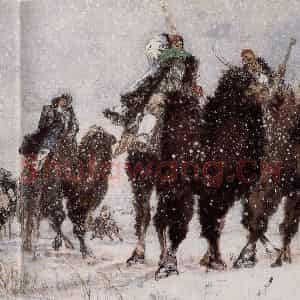 1955年 黄胄《洪荒风雪》国画人物作品图片鉴赏