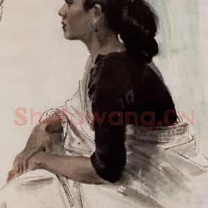 1956年 李斛《印度妇女》国画人物作品图片鉴赏