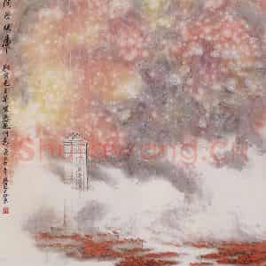 1964年 张凭《忽报人间曾伏虎》国画综合作品图片鉴赏