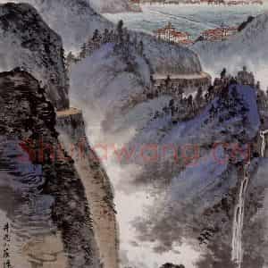 1965年 应野平《井冈山茨坪新貌》国画山水作品图片鉴赏