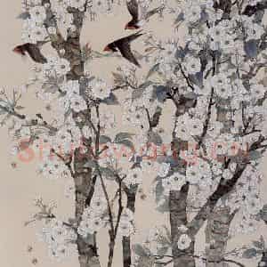 1978年 喻继高《梨花春雨》国画花鸟作品图片鉴赏
