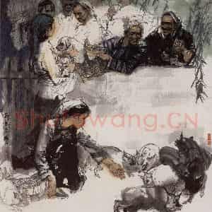 1980年 史国良《买猪图》国画综合作品图片鉴赏