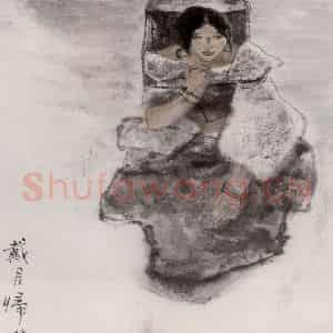 1983年 周思聪《戴月归》国画人物作品图片鉴赏