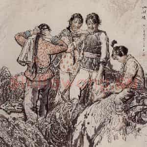 1984年 刘文西《山姑娘》国画人物作品图片鉴赏