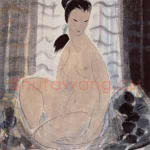 1980年代 林风眠《人体》国画人物作品图片鉴赏