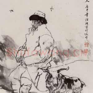 1990年 杜滋龄《喀什老人》国画人物作品图片鉴赏