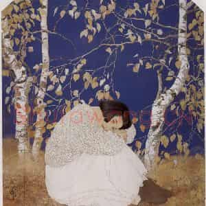 1991年 何家英《秋冥》国画人物作品图片鉴赏