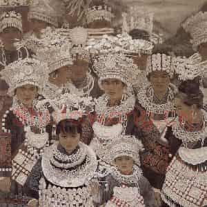 1993年 刘泉义《二月花》国画人物作品图片鉴赏