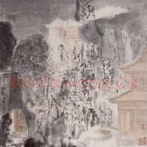 1993年 童中焘《卧云》国画山水作品图片鉴赏