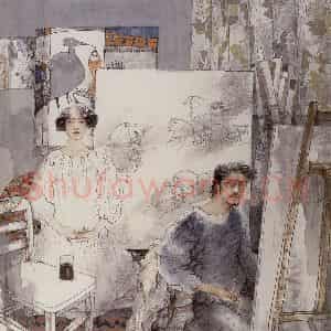 1995年 王颖生《苦咖啡》国画人物作品图片鉴赏