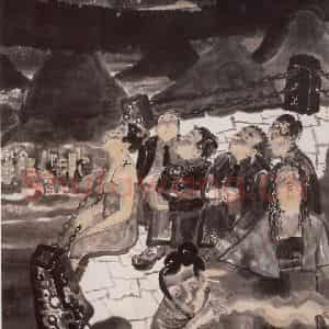 1999年 刘庆和《流星雨》国画人物作品图片鉴赏