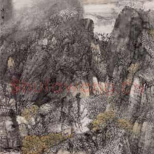 2002年 韩敬伟《山乡的和音》国画山水作品图片鉴赏