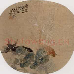 1868年 任伯年《纨扇集锦册十二开》国画花鸟作品图片鉴赏