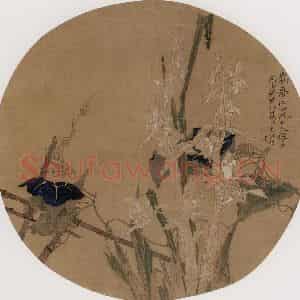 1873年 任伯年《纨扇集锦册十二开》国画花鸟作品图片鉴赏