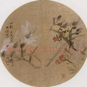 1893年 任伯年《纨扇集锦册十二开》国画花鸟作品图片鉴赏