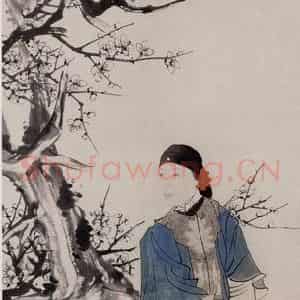1868年 任伯年《佩秋夫人小像》国画人物作品图片鉴赏