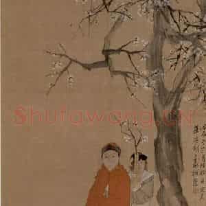 1868年 任伯年《折梅图》国画综合作品图片鉴赏