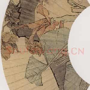 1869年 任伯年《花下潜猫》国画花鸟作品图片鉴赏