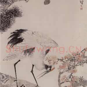 1870年 任伯年《松鹤图》国画花鸟作品图片鉴赏