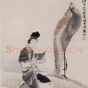 1870年 任伯年《吹箫引凤图》国画综合作品图片鉴赏
