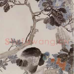 1870年 任伯年《辛夷墨鸡》国画花鸟作品图片鉴赏