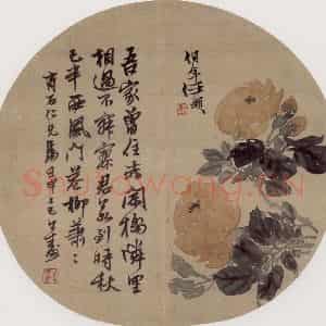 1872年 任伯年《花卉图》国画花鸟作品图片鉴赏