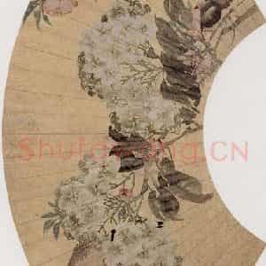 约19世纪70年代初期 任伯年《桃花小雀》国画花鸟作品图片鉴赏