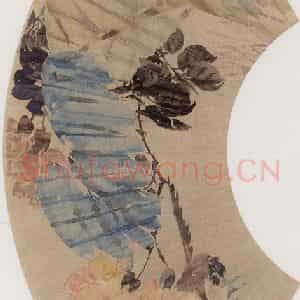 约19世纪70年代中期 任伯年《花阴飞禽》国画花鸟作品图片鉴赏